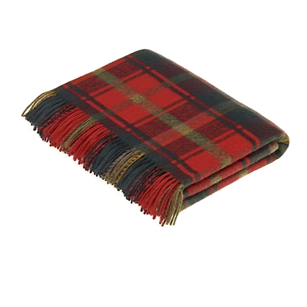 Tartan Plaid Merino Lambswool Throw - Dark Maple
