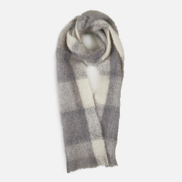 Drumin Plaid Grey Mohair Scarf