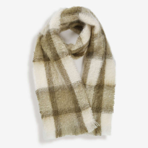Drumin Plaid Olive Mohair Scarf