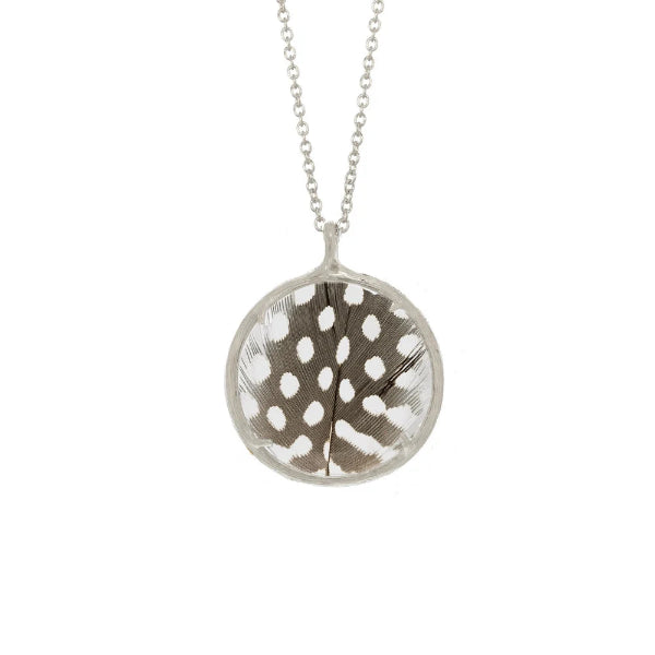 Large Guinea Feather Necklace in Sterling