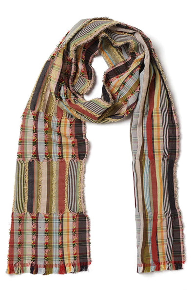 Multicolored striped scarf on a white background