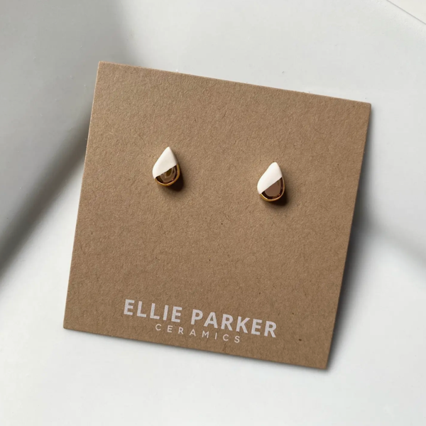 White Ceramic Teardrop Stud Earring