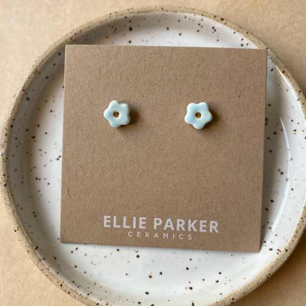 Sky Blue Ceramic Flower Stud Earring