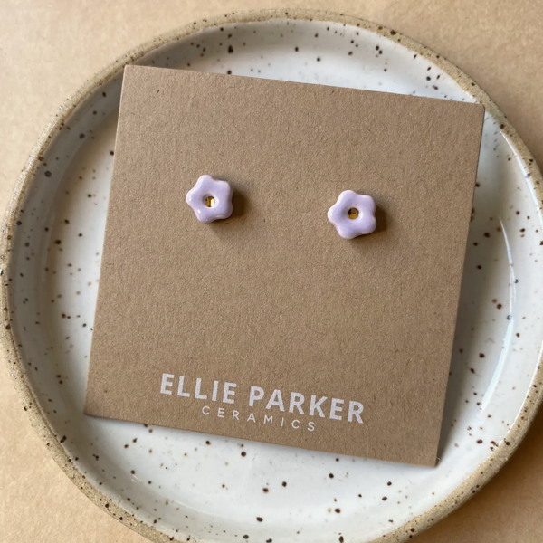 Lilac Ceramic Flower Stud Earring