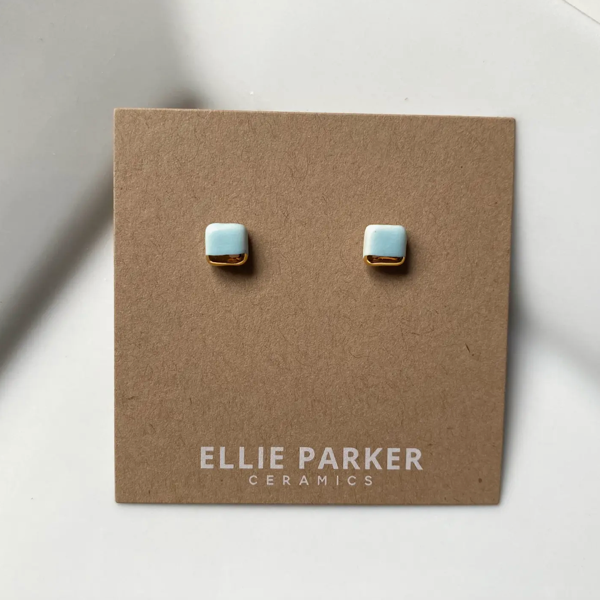 Sky Blue Ceramic Square Stud Earring