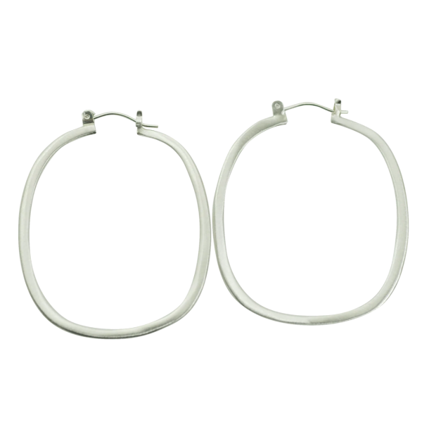 Large Square Hoop Earrings in Silver