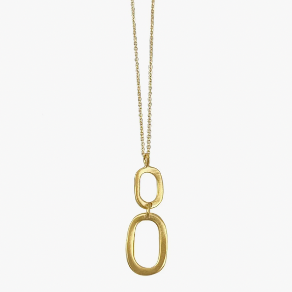 Small Smooth Rectangles Necklace in Vermeil