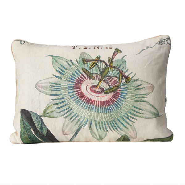 Passion Flower Natural Linen Pillow