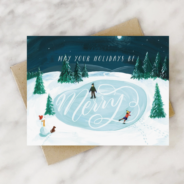 Merry Skating Holiday Card- Boxed Set of 6