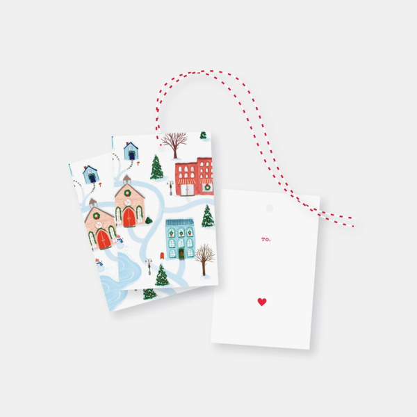 Merry Winter Town Holiday Gift Tag Set