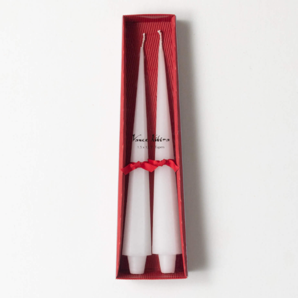 Holiday Spire Taper Candles - White