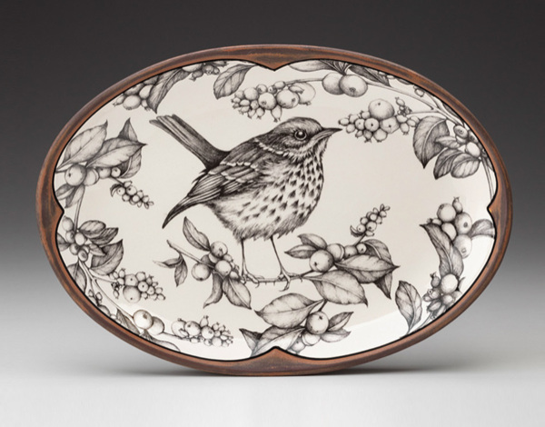 Oval Platter: Hermit Thrush