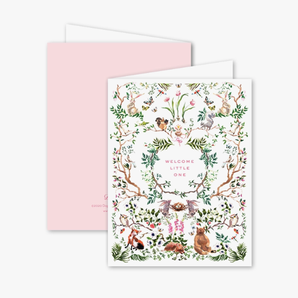 Baby Pink Woodland Card