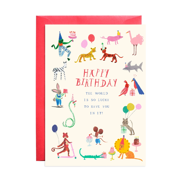 Party at the Zoo Birthday Card