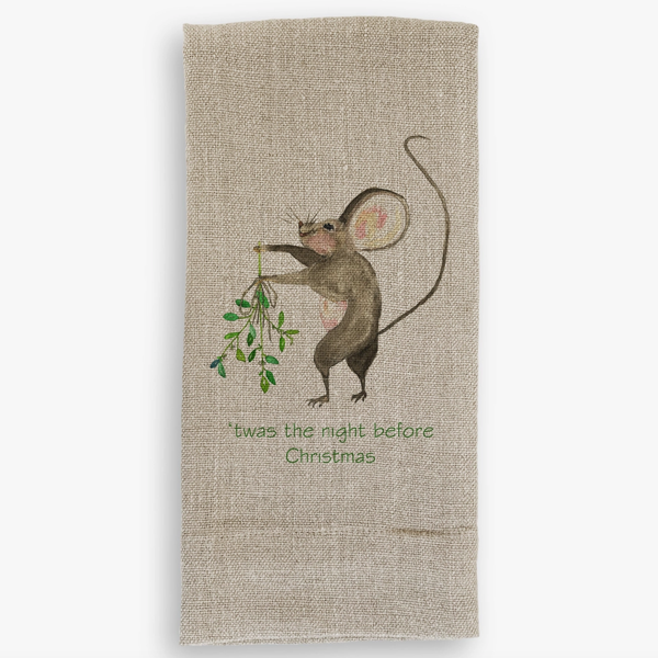 Twas the Night Mouse Natural Guest Towel