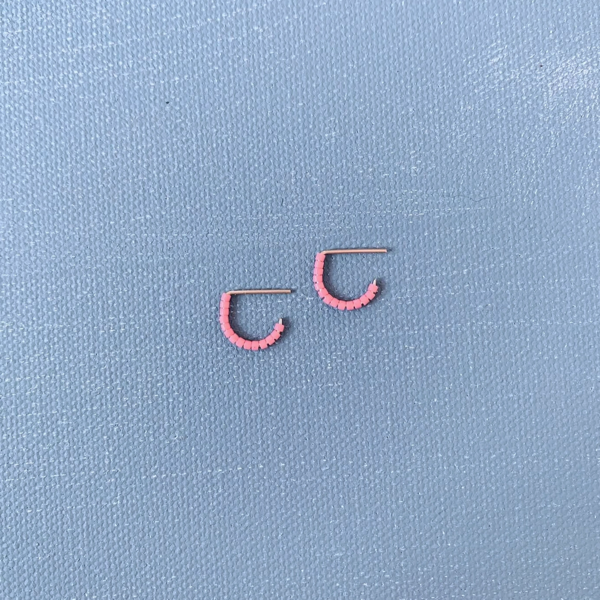 Tiny Huggie Earring in Flamingo Pink