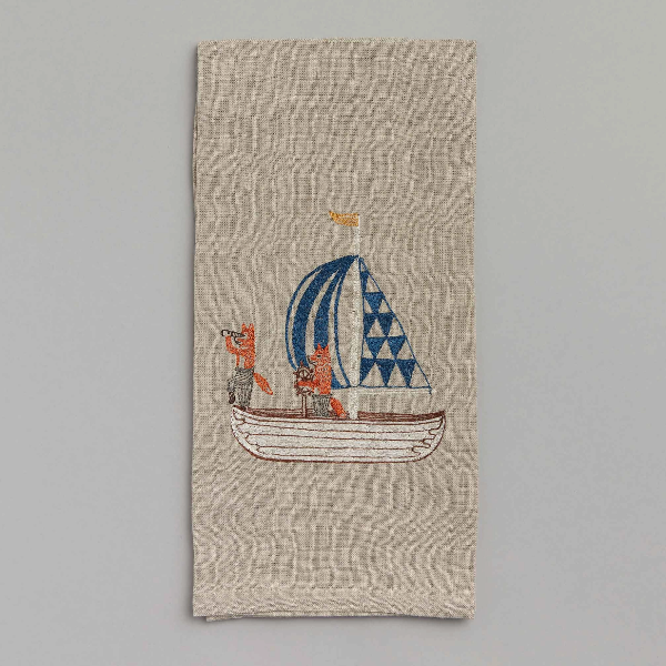 Sailing Foxes Tea Towel