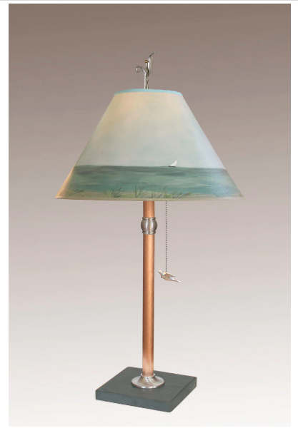 Copper Table Lamp w/ Medium Conical Shade in Shore