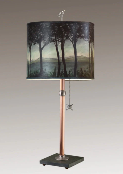 Copper Table Lamp w/ Small Oval Shade in Twilight