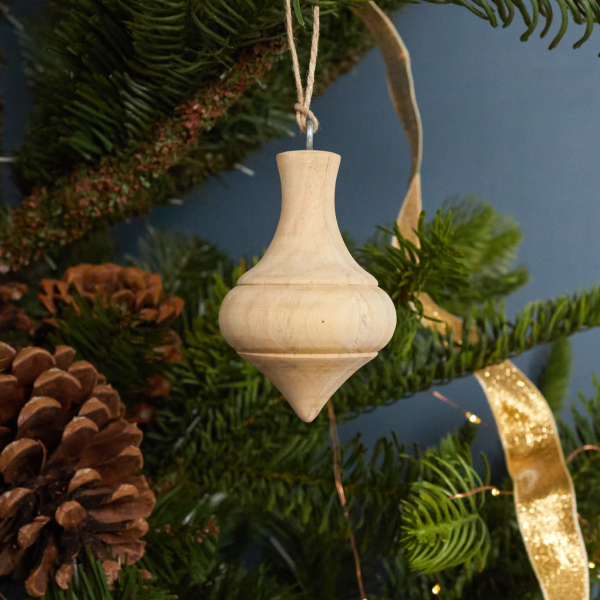 Pine Round Drop Spindle Ornament
