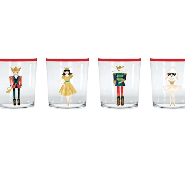 Nutcracker Suite of 4 Double Old Fashion Glasses