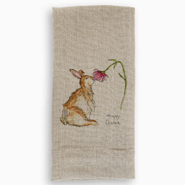 Bunny & Flower Easter Tea Towel