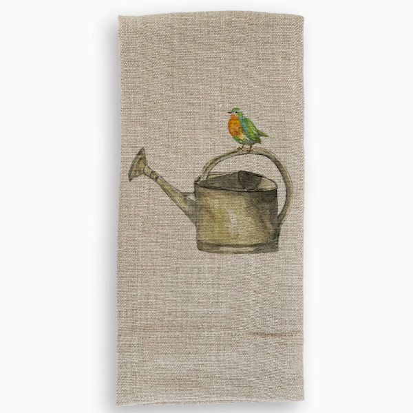 Watering Can with Bird Tea Towel