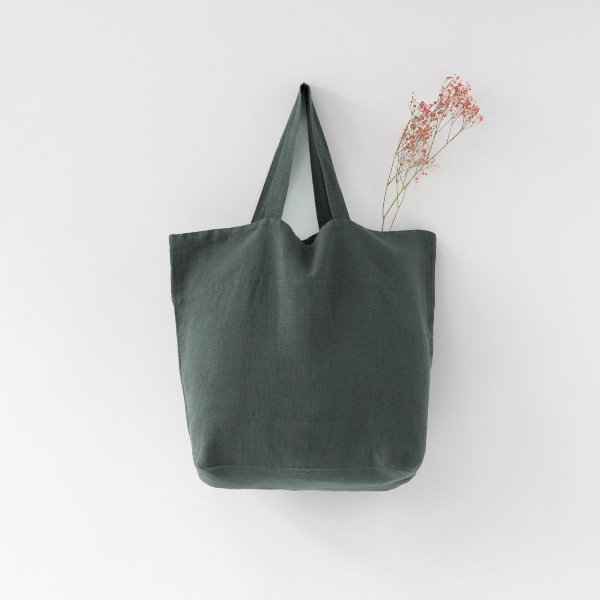 Forest Green Large Linen Bag