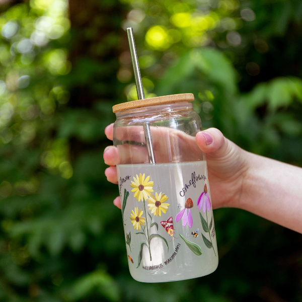 Wildflowers Botanicals Glass Can