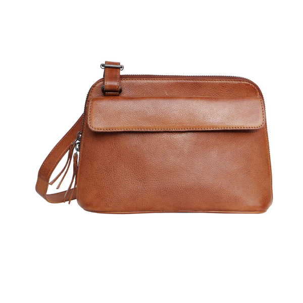 Luna Leather Crossbody in Cognac