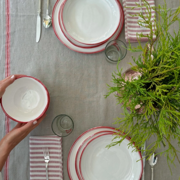 Pasta Coupe Bowl with Red Edge