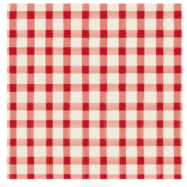 Red Painted Check Cocktail Napkins