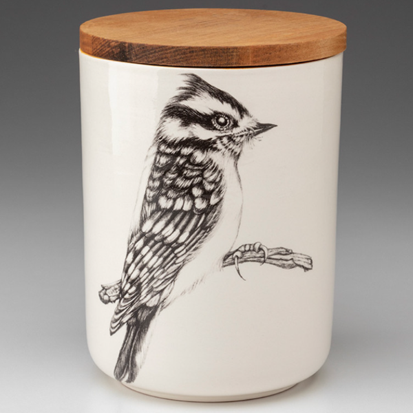 Medium Canister with Lid: Woodpecker