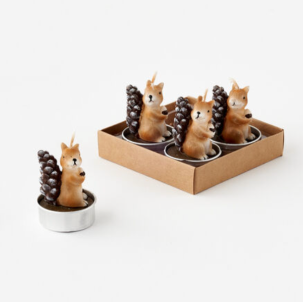 Squirrel with Cone Tail T-light Boxed Set