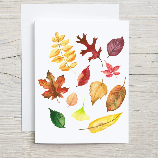 Fall Leaves Rainbow Card