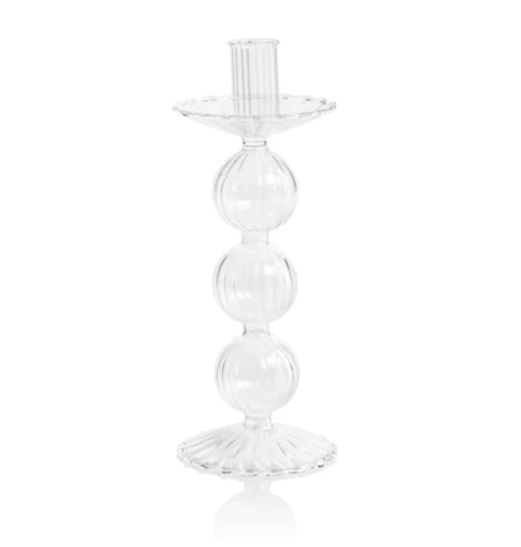 Luisa Glass Taper Candle Holder 8.75"