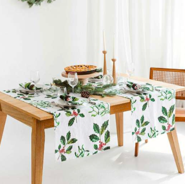 Holly & Mistletoe Table Runner