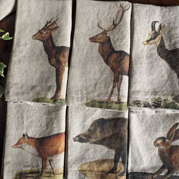 Wild Animals Set/6 Linen Napkins