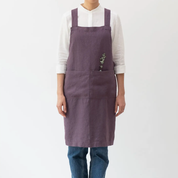 Montana Grape Linen Crossback Apron