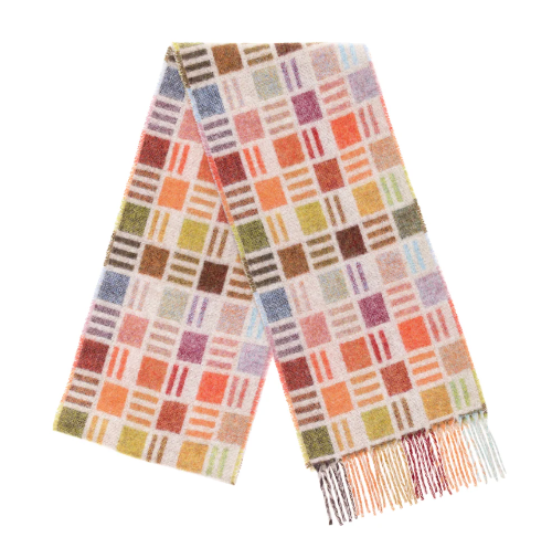 Merino Lambswool Scarf Ribbon Beige Multi