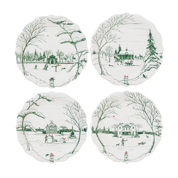 Country Estate Winter Frolic Party Plate set/4