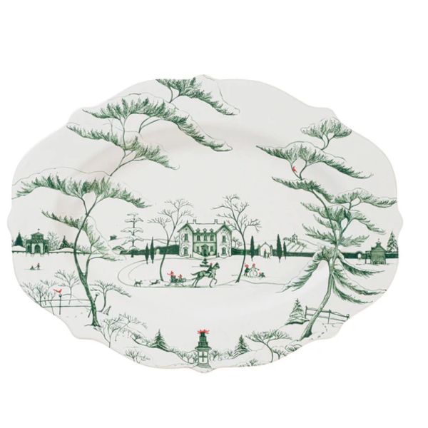 Country Estate Winter Frolic 18" Serving Platter-Evergreen