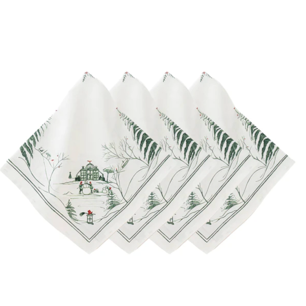 Country Estate Winter Frolic Evergreen Set/4 Napkins