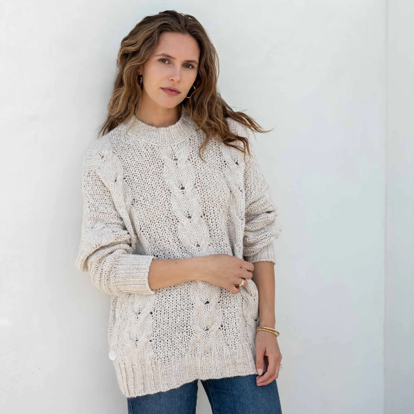 Topanga Cable Sweater: Salty