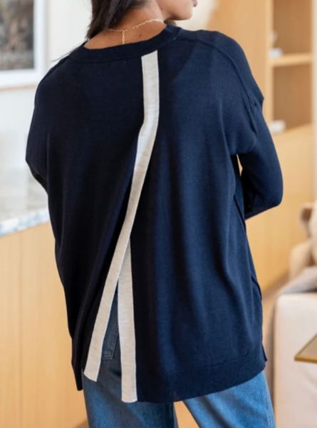 Coronado Split Back Sweater Navy/Sea