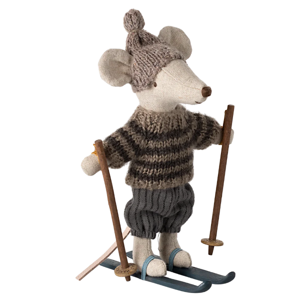 Winter Mouse w/ Ski Set Big Brother - Grey