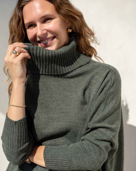 Catalina Turtleneck Sweater in Hazelnut