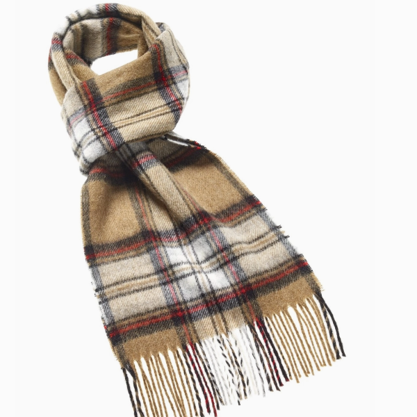 Tartan Plaid Scarf - Camel Stewart