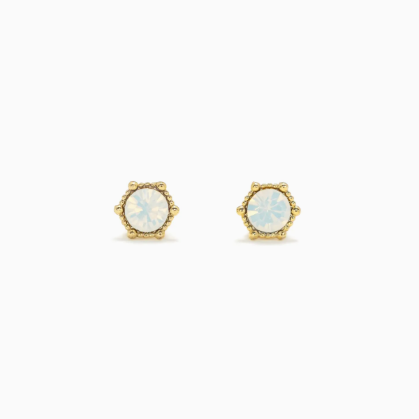 Astrid Stud Earrings in White Opal