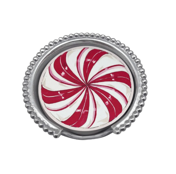 Peppermint Candy Beaded Coaster Set